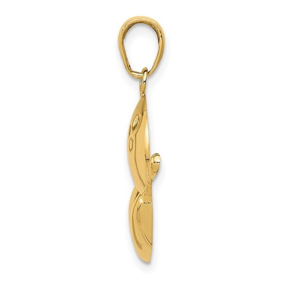 14k Yellow Gold Diamond Cut Bowling Ball and Pins Pendant